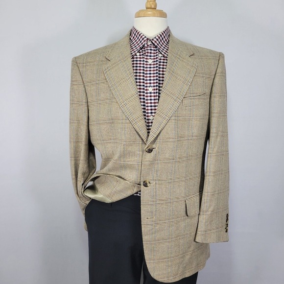 Stafford Men's Sport Coat‎ Blazer Three Button Silk Wool Multicolor Plaid 42R